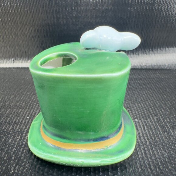 Vintage Small Mouse In Green Top Hat Toothpick Holder Ceramic Made In Japan VTG - Picture 8 of 9